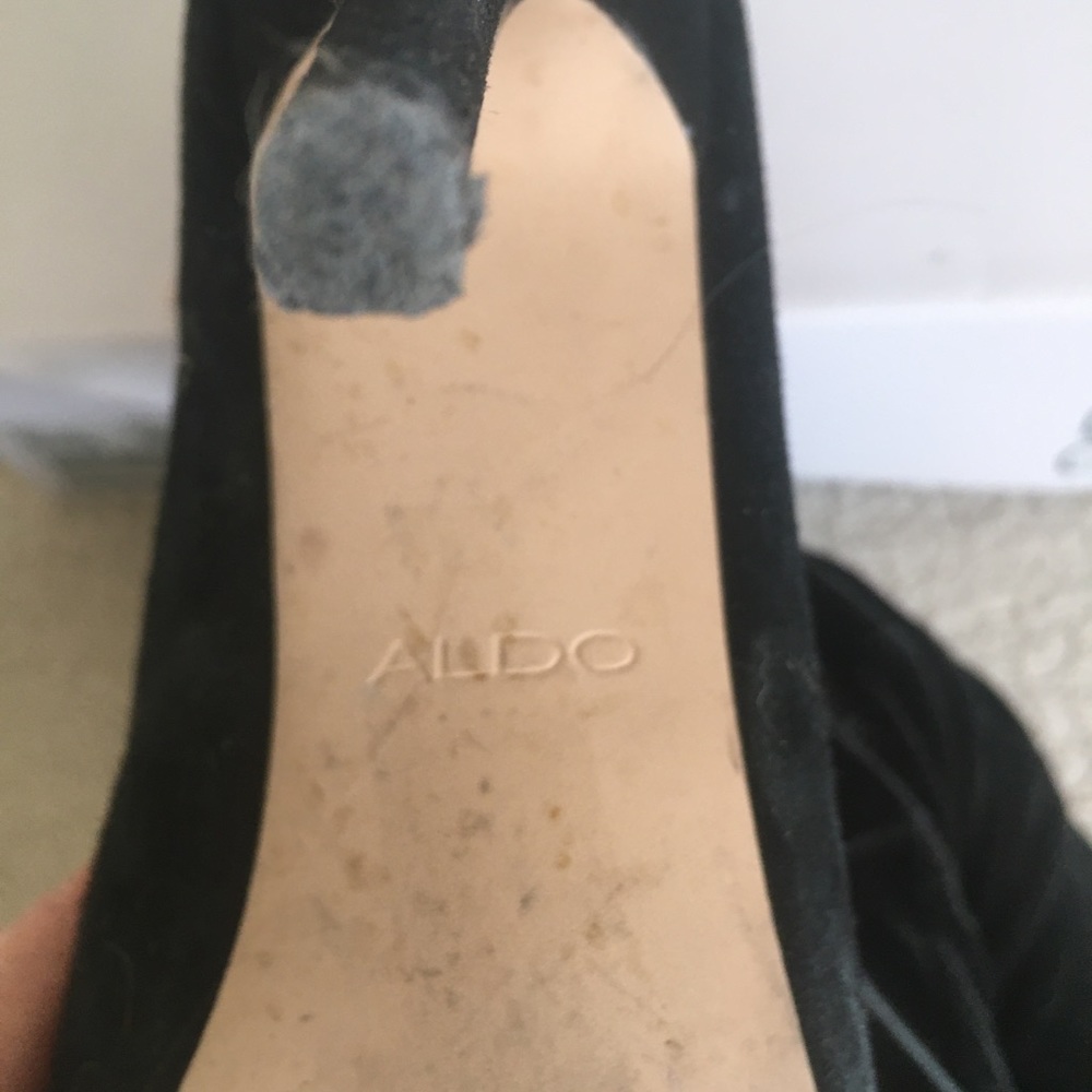 Aldo Porchiano Black Suede Lace-Up Peep Toe Booties_ - Picture 8 of 16